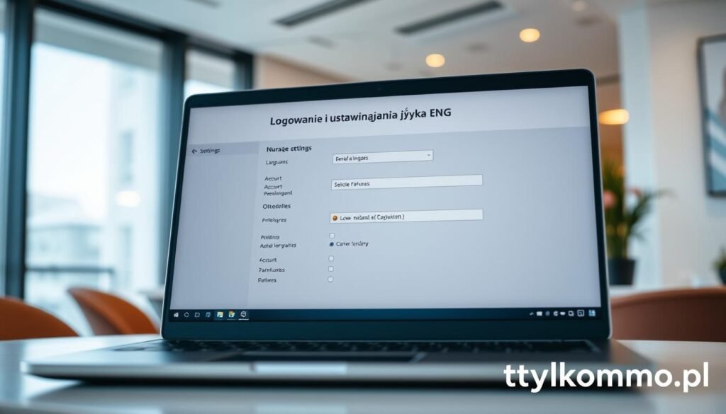 Logowanie i ustawienia języka ENG