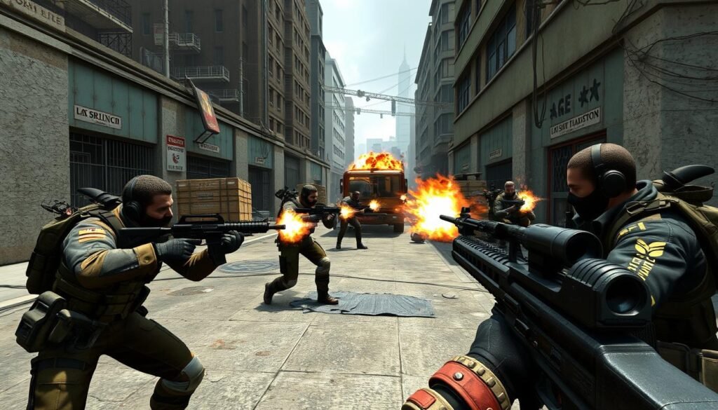 Zrzut ekranu z gry Crossfire pokazujący taktyczną walkę drużynową, jedna z najlepszych strzelanek MMO na PC Zrzut ekranu z gry Crossfire pokazujący taktyczną walkę drużynową, jedna z najlepszych strzelanek MMO na PC