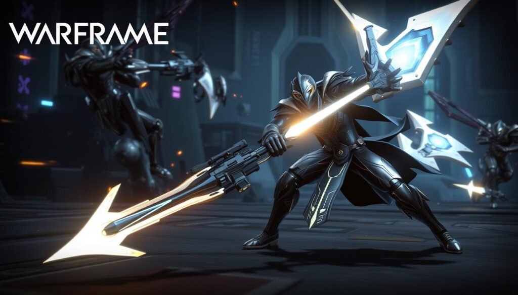 Zrzut ekranu z gry Warframe pokazujący Tennów w akcji, jedna z najlepszych strzelanek MMO na PC Zrzut ekranu z gry Warframe pokazujący Tennów w akcji, jedna z najlepszych strzelanek MMO na PC