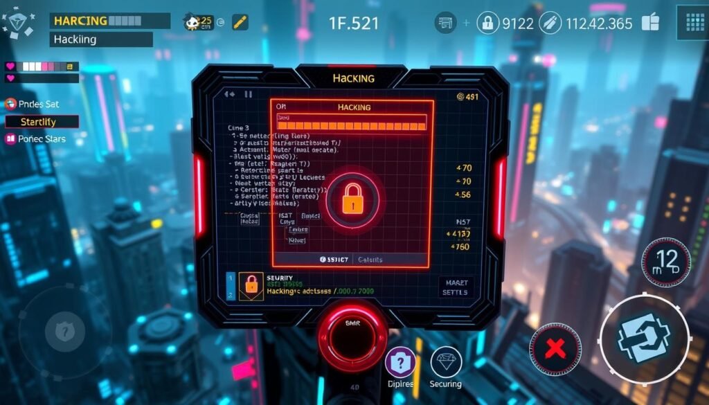 Minigra hackingowa w Cyber Nexus - cyberpunkowe MMO na Androida z 2025 roku