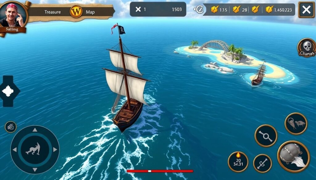System morskiej eksploracji w Pirate Legends - pirackie MMO na Androida z 2025 roku